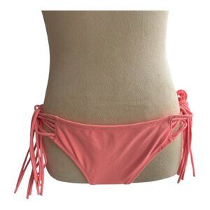 Aerie Pink Bikini Bottom L - Tie-Side Swim - Ruched Strings (2640-1)